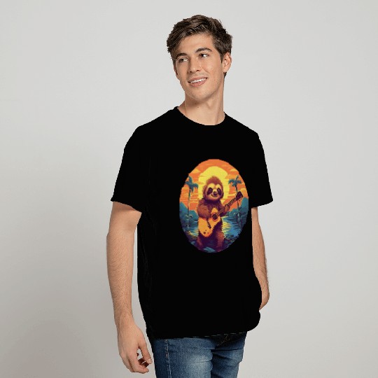Sloth Guitar Sunset T Shirts