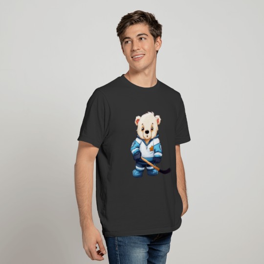 Polar Bear Playing Ice Hockey, Athletic Animal Des T Shirts