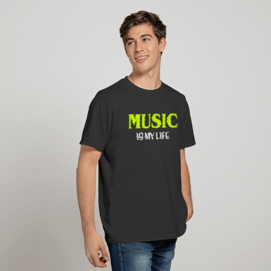 Music is my life lemon yellow texted T Shirts