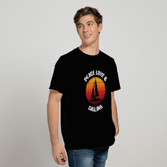 Peace Love Sailing Boat Boating T Shirts
