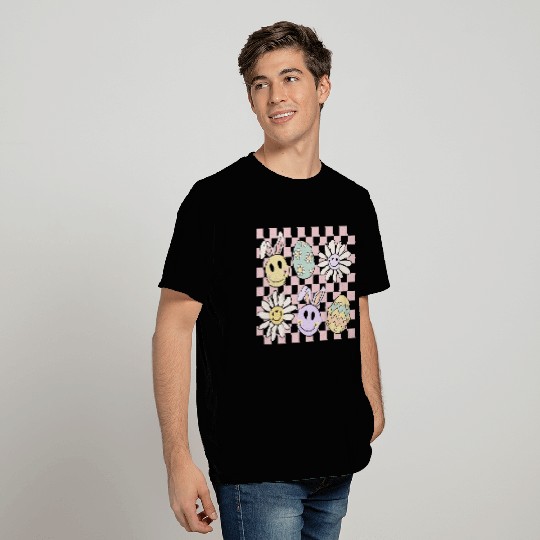 Face Easter Bunny Easter Egg Retro Wild Flower T Shirts