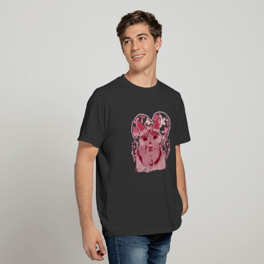 Cherry Blossom Heart Pet Gift Sakura Cat T Shirts