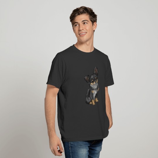 Long Haired Chihuahua Dog Black And Tan T Shirts