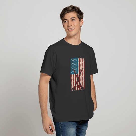 Field Hockey American Flag Vintage T Shirts