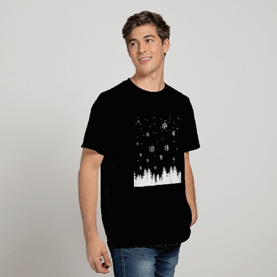Snowflakes And Pine Trees T Shirts