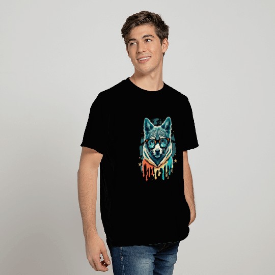 Hipster Wolf Drip T Shirts