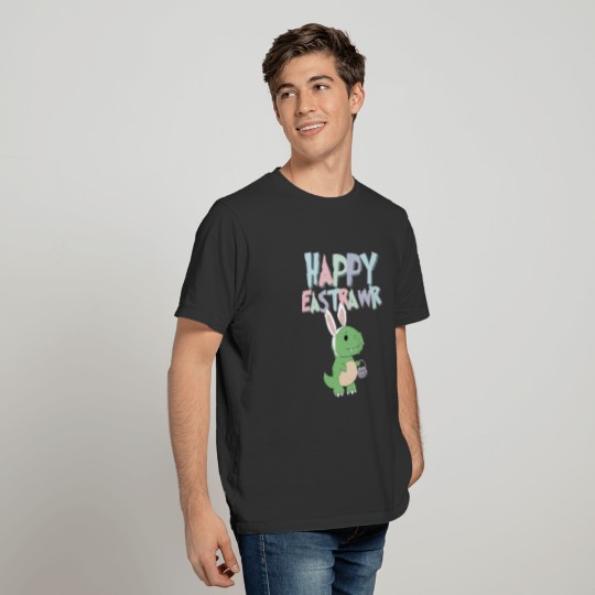 Happy Eastrawr Dinosaur Easter Bunny With Colored T Shirts