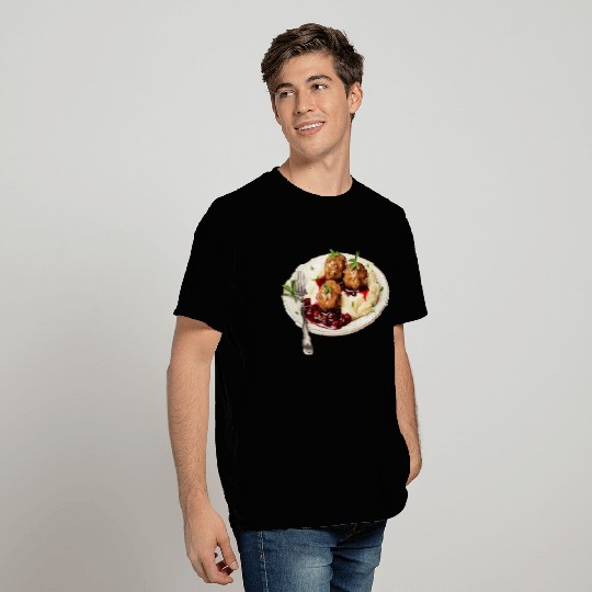Swedish Meatballs Served With Mashed Potatoes and T Shirts