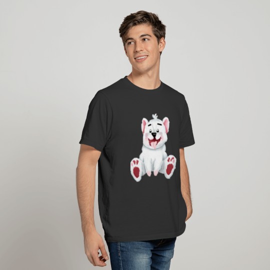 Silly Happy White Dog T Shirts