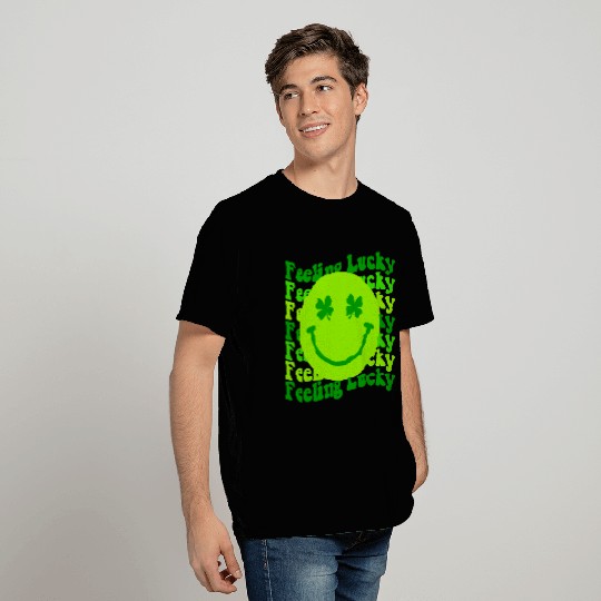 Irish Clover Feeling Lucky Smiling Face T Shirts