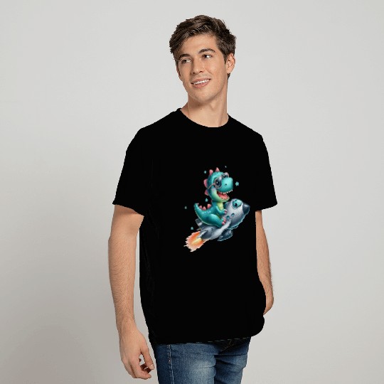 Cute Dino Trex Pilot Flying Jet Aircraft T Shirts
