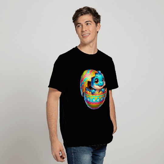 Easter Egg Dino T-Rex Hatching Colorful Cartoon T Shirts