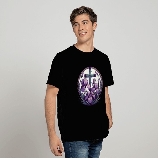 Christian Cross Purple Iris T Shirts