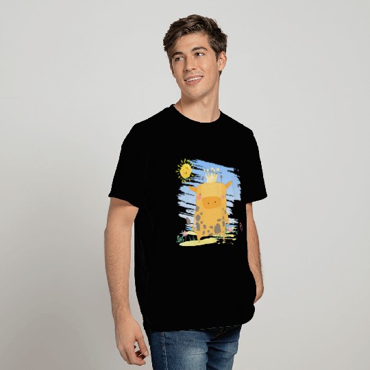 Kawaii King Giraffe Using Crown Adorable Cartoon T Shirts