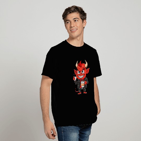 Red devil drinks coffee T Shirts