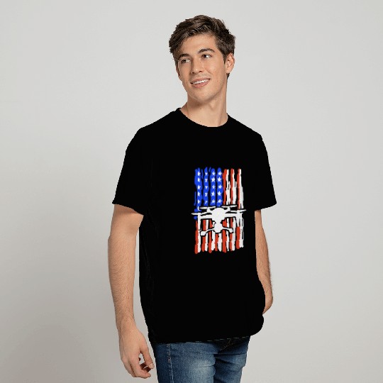 Drone American Flag Quadcopter T Shirts