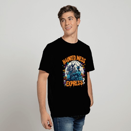 Haunted Mess Express Fun Spook Halloween Train Pun T Shirts