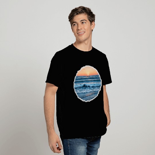 Serene Blue Ocean Waves Scenic T Shirts