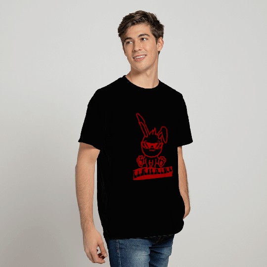 Funny Rabbit Easter Bunny Playing Keyboard Music T Shirts
