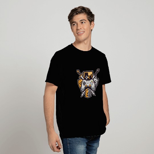 Gaming Logo – Pixel Art Controller and Sword T Shirts