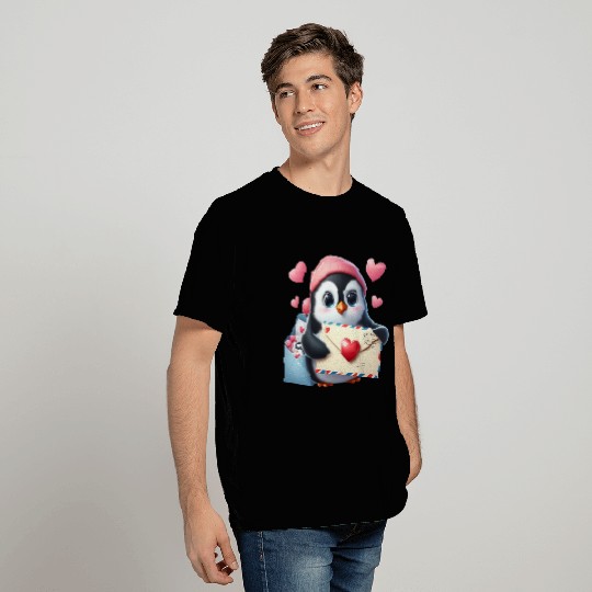 Penguin Valentine Mail with Heart T Shirts