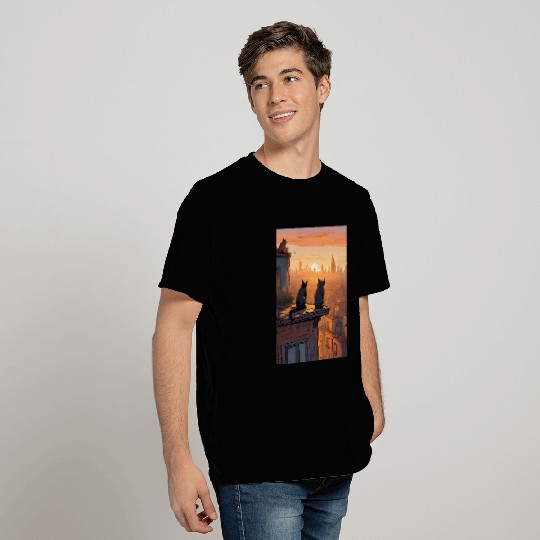 Cat painting red black cat T Shirts