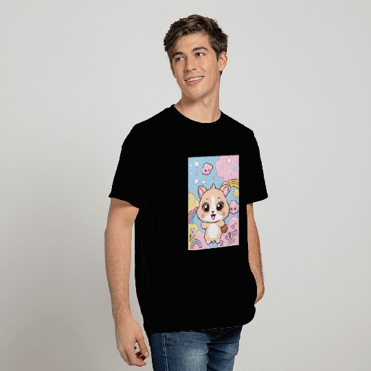 Kawaii Corgi in Rainbow Cloudland T Shirts