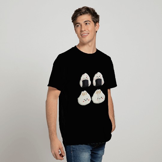 Onigiri and dumpling face character T Shirts