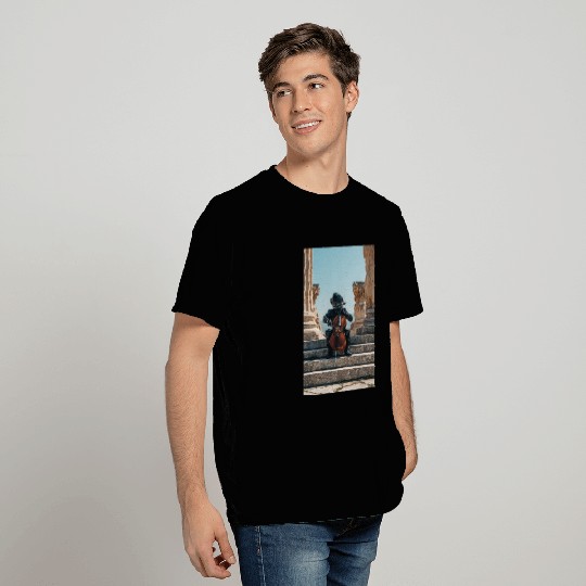 Celestial Astronaut Playing Cello Amid Ruins T Shirts