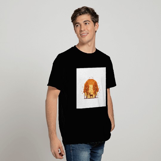 Autumn Sunset Forest Scene T Shirts