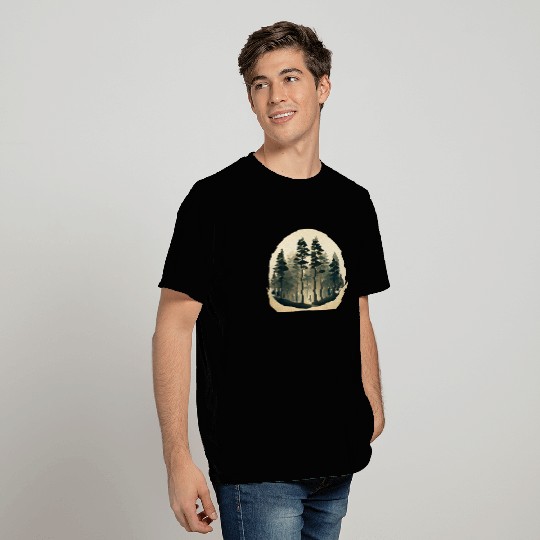 Mystical Forest Circle Design T Shirts