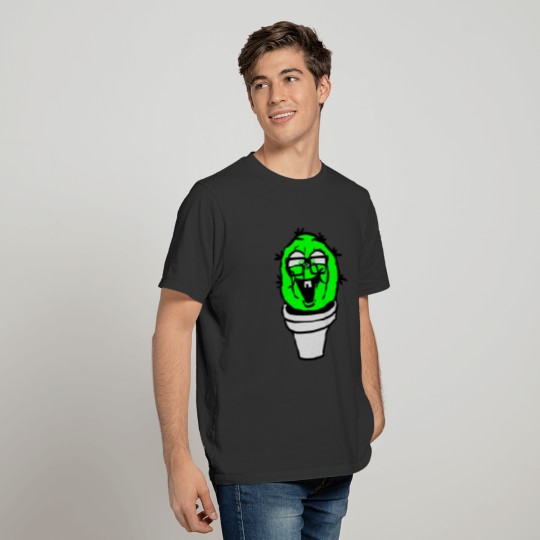 small round green sweet cute nerd geek cactus flow T-shirt