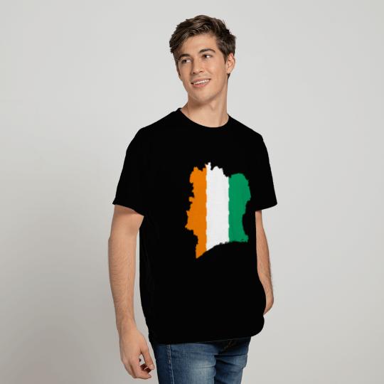 Ivory Coast Flag Map With Stroke T Shirts