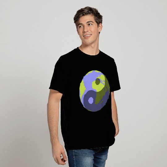 Blue planet ying and yang T Shirts