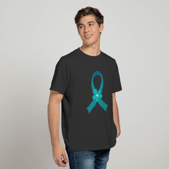 Teal Awareness Ribbon PCOS Ovarian Cancer T Shirts