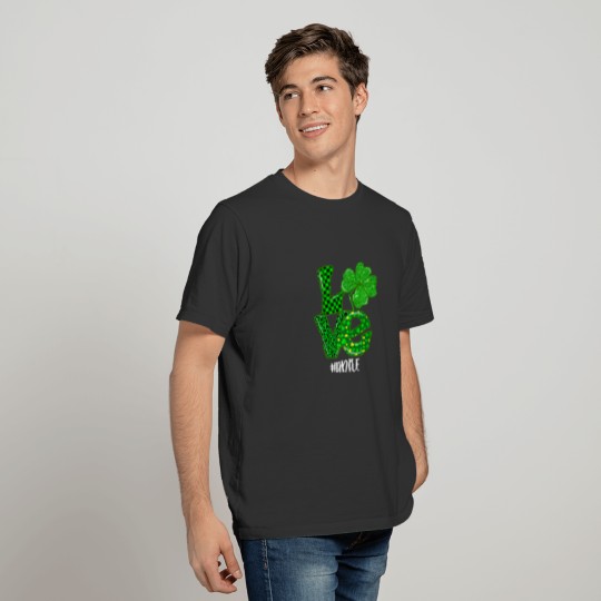 Love Uncle St Patrick's Day Green Plaid Leopard Sh T-shirt