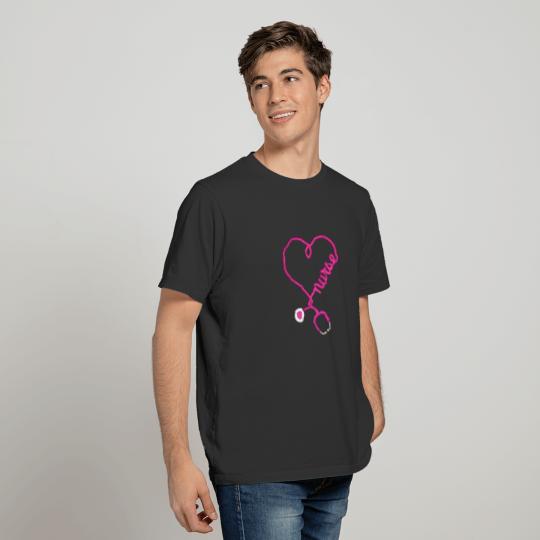 Nurse Heart And Stethoscope Love Nursing Valentine T-shirt