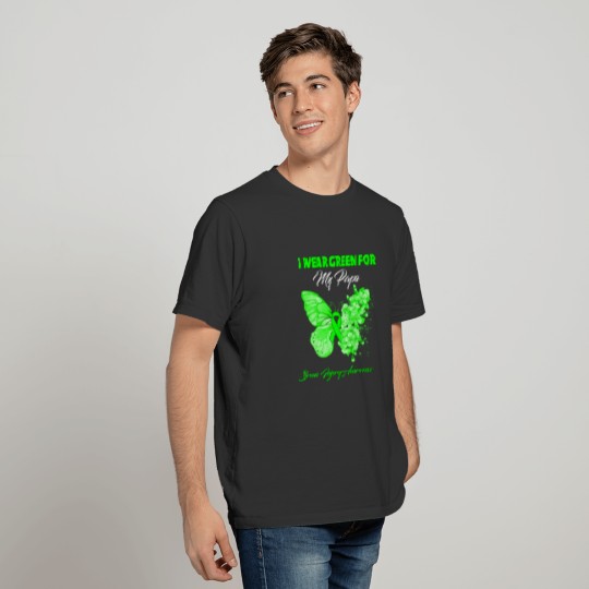 Butterfly I Wear Green For My Papa Brain Injury Aw T-shirt