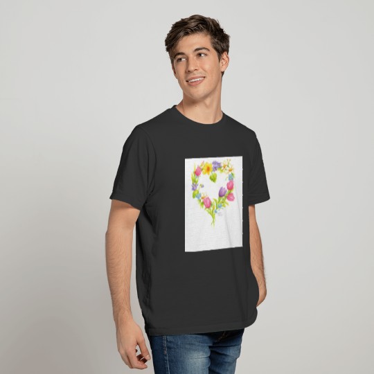 Watercolor Flower Heart Wreath T-shirt