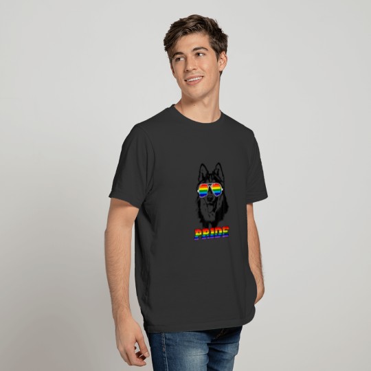 Siberian Husky Gay Pride LGBT Gift Rainbow Flag Su T-shirt