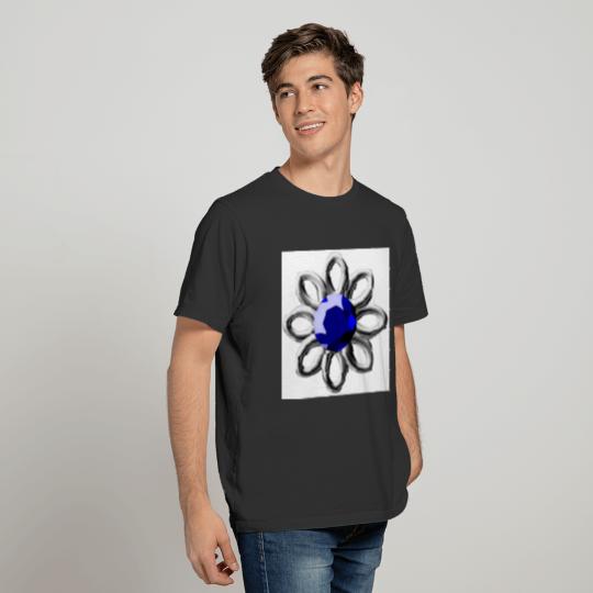 Silver flower with blue stone T-shirt