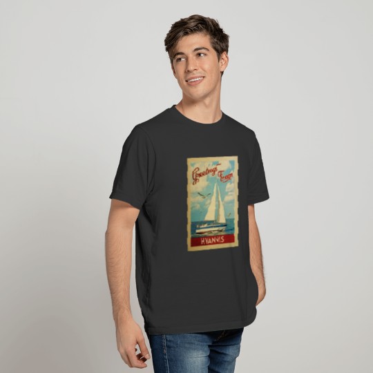 Hyannis Sailboat Vintage Travel Massachusetts T-shirt