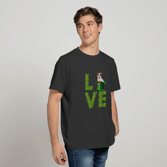 Love Jack Russell Leprechaun Lover Shamrock St Pat T-shirt