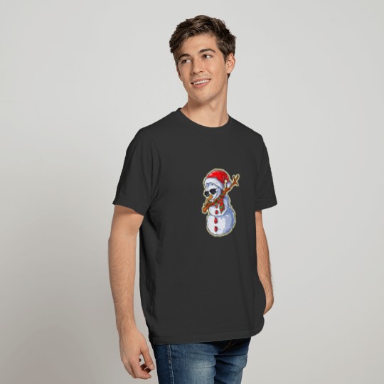 Dabbing Snowman Santa Hat With Sunglasses Christma T-shirt