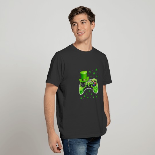 Retro Gamer Shamrock Video Game Controller Patrick T-shirt