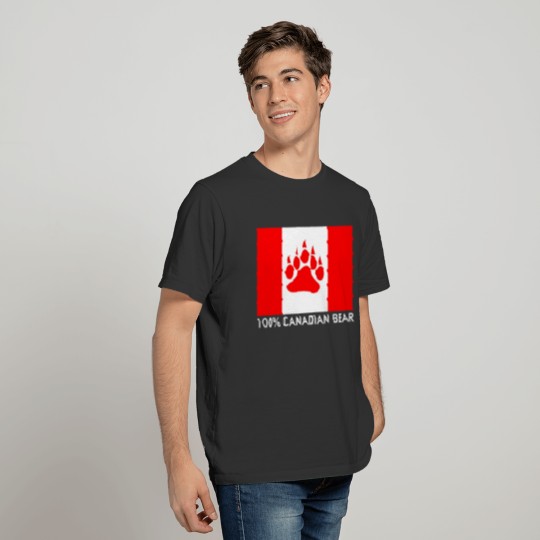 100% Canadian Bear Canadian Flag With Bear Paw T-shirt