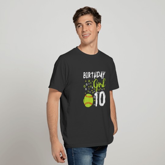 Girl 10Th Birthday Softball Girls Player Funny 10 T-shirt