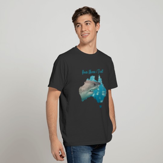 Great White Shark Australia Blue & White T-shirt