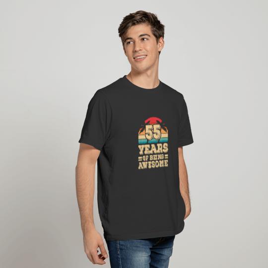 Funny 55 Years Of Being Awesome 55Th Birthday Retr T-shirt