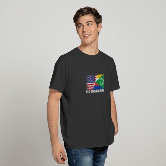 Retro US Comoros Flag Best Boyfriend Ever Funny Fa T-shirt